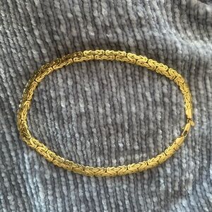 Vintage Gold Tone Byzantine Chain Necklace/Statement Collar